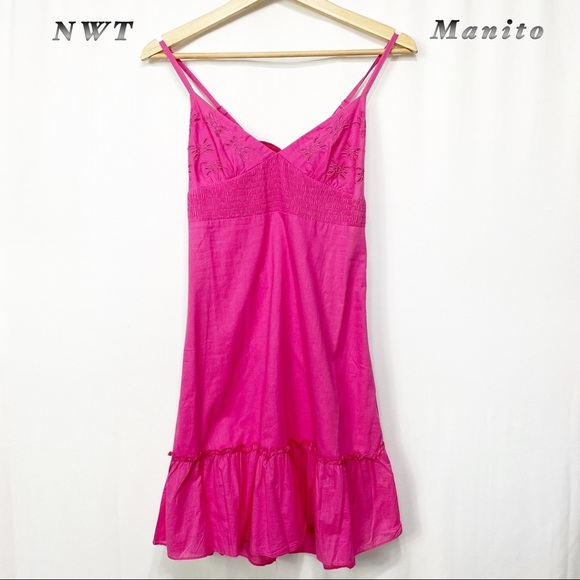 Manito Dresses & Skirts - NWT- Manito Trend-Fuchsia Solid Eyelit Tie back Dress -M